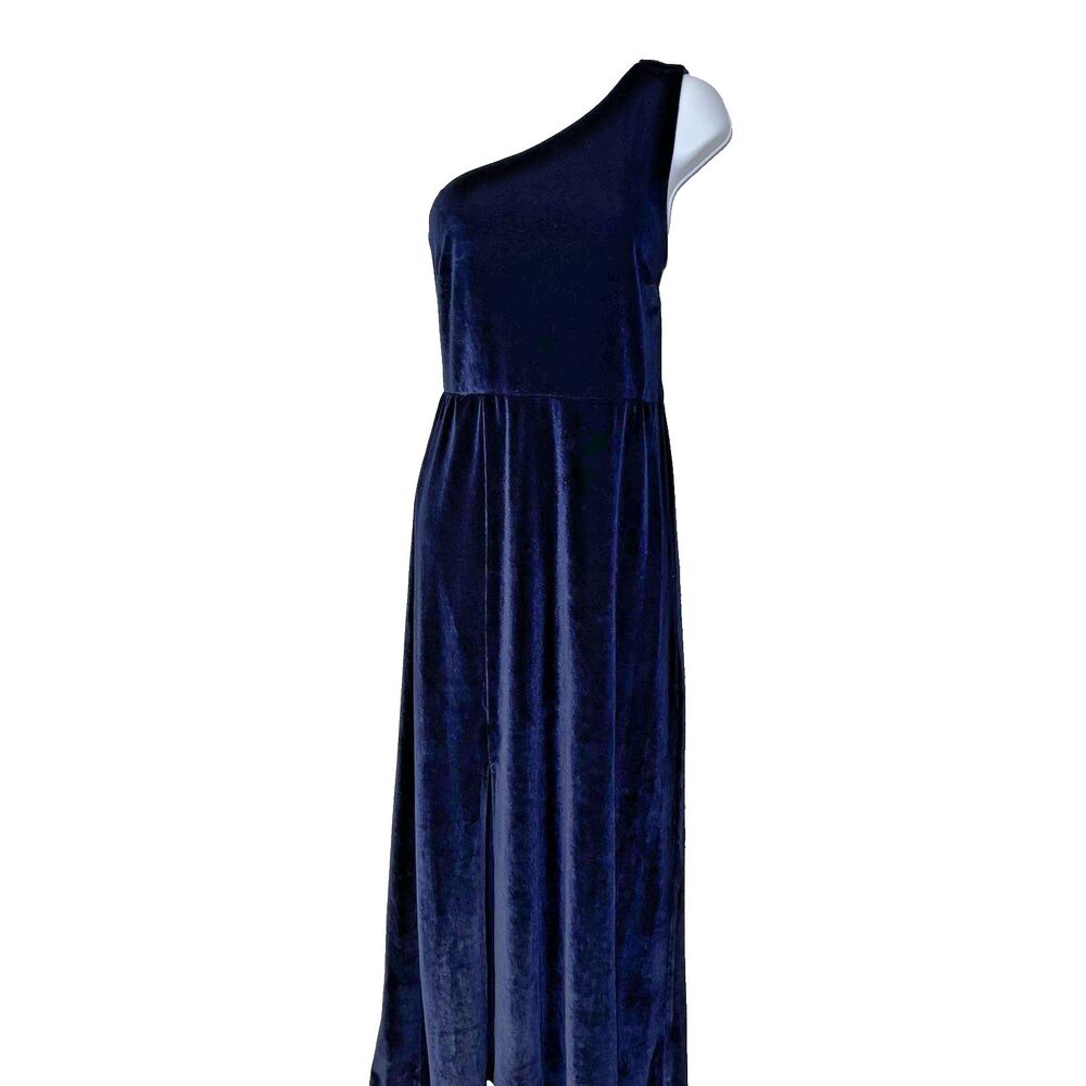 Baltic Born Tatiana Velvet One Shoulder Maxi Dress Medium Midnight Blue - Picture 3 of 16